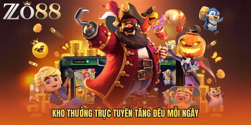 Kho thưởng trực tuyến tăng đều mỗi ngày